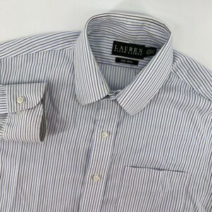Lauren Ralph Lauren Men's 15.5 34/35 Non Iron Striped Dress Shirt Blue White